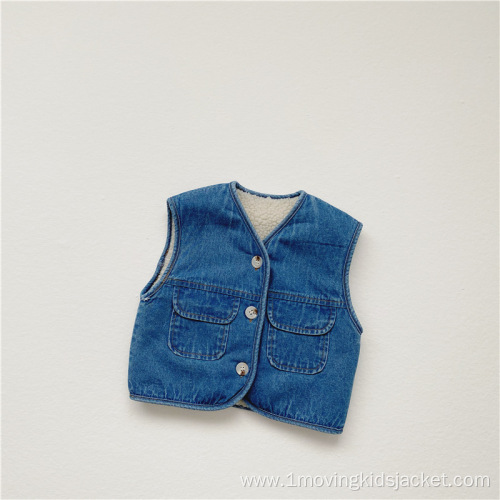 Infant Double Fleece Denim Vest Jacket